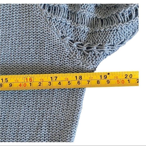 Nomi crochet knit long sleeve soft blue sweater acrylic blend size large VGUC - Picture 6 of 7